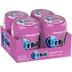 Orbit Bubblemint gum bottle on the go for instant fresh breath.