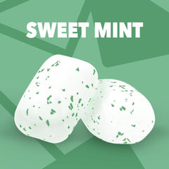 Close-up of Orbit Sweet Mint gum wrappers emphasizing individually wrapped pieces.