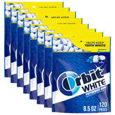 Orbit White Peppermint Gum resealable bag front view for on-the-go freshness.