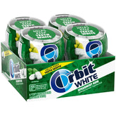 Orbit WHITE spearmint gum bottle with four resealable containers for on-the-go freshness.