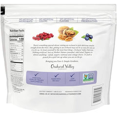 Orchard Valley Harvest glazed walnuts cranberries blueberries closeup, delivering crunchy texture for snacking.