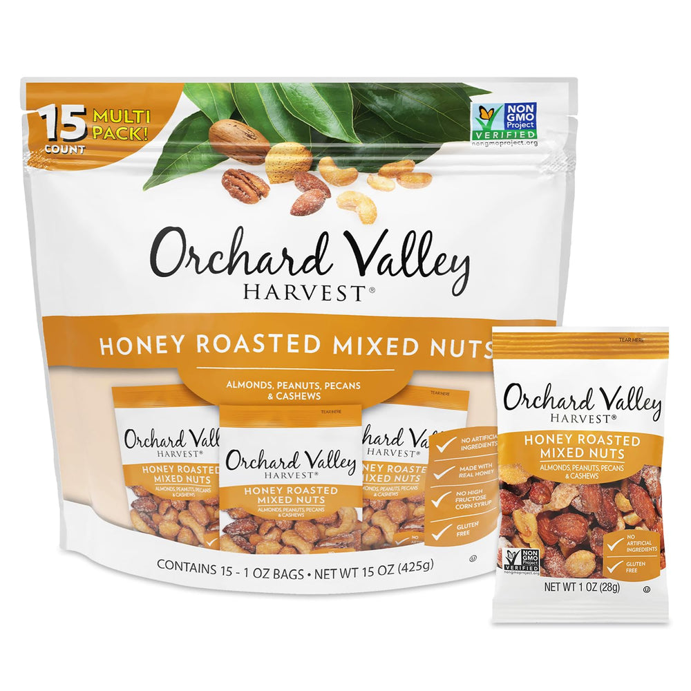 Orchard Valley Harvest honey roasted mixed nuts 15-pack ready for on-the-go snacking