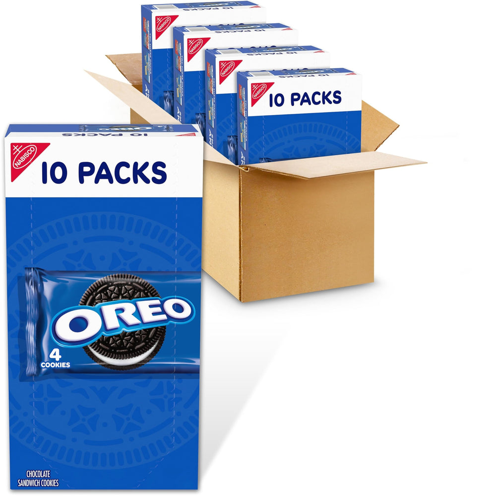 OREO chocolate sandwich cookies packaging shown, ideal for grab-and-go snacking.