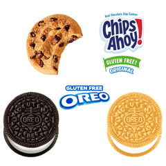 Oreo Gluten Free packaging display highlights three cookie varieties for parties