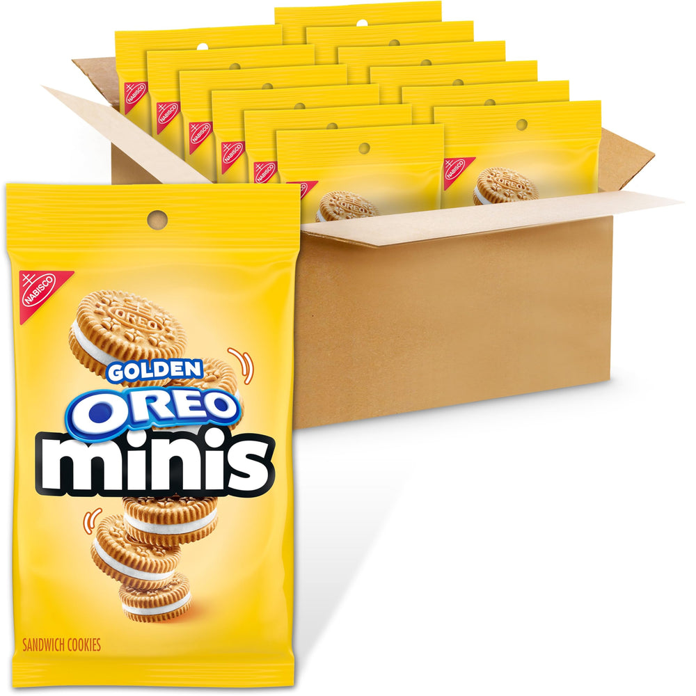 OREO Minis Golden pack front view for on-the-go snacking.