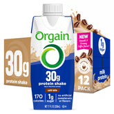 Orgain Café Latte protein shake bottle with creamy texture ideal for post-workout recovery.