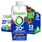 Orgain Clean Protein Shake bottle in creamy chocolate fudge, ready to drink