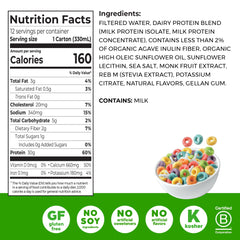 Orgain Fruity Cereal shake pour showcasing easy, mess-free nutrition.