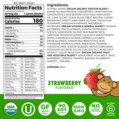 Orgain Kids shake label highlights 8 g protein and organic ingredients.
