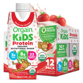 Orgain Kids Strawberry shake bottle offering creamy texture for busy mornings.