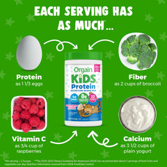 Glass of Orgain Kids Vanilla shake showing creamy texture and kid-friendly nutrition.