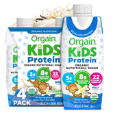 Orgain Kids Protein Vanilla bottle highlighting creamy shake for on-the-go mornings.