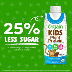 Orgain Kids vegan chocolate shake in lunchbox ready for school