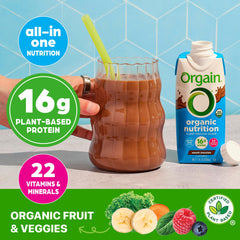 Orgain nutrition facts label emphasizing vitamins and minerals for daily support.