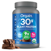 Orgain organic vegan protein powder chocolate front label signaling organic fueling