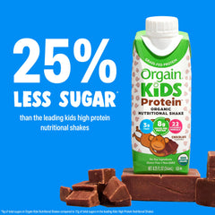 Orgain organic ingredients blend on the label highlighting clean nutrition.