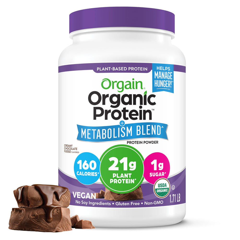 Orgain Organic Protein Metabolism Blend tub ready for daily shakes