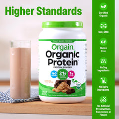 Orgain protein powder bag ready to blend into smoothies.