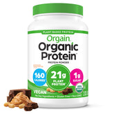 Orgain Organic Vegan Protein Powder jar for a creamy shake.
