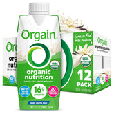 Orgain Vanilla Bean Shake packaging highlights USDA Organic nutrition for busy mornings