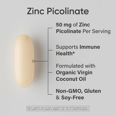 Organic coconut oil encapsulation suggesting smoother, potentially faster zinc delivery