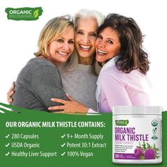 Milk Thistle bottle label highlights 7500 mg strength per capsule