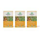ORGANIC INDIA calming Tulsi Ashwagandha tea pack for a soothing evening ritual.