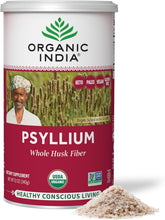 Organic India psyllium herbal powder canister for daily fiber support