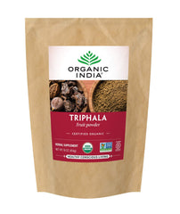 Organic India Triphala bottle front showing label and daily digestion support