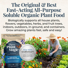 Organic Plant Magic dissolving in water to create a ready-to-use feed