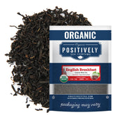 Organic Positively Tea Company English Breakfast packaging showing premium loose-leaf blend for daily mornings