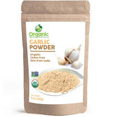 Organic Spice Resource garlic powder front packaging, ready for pantry use and freshness.