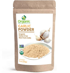 Organic Spice Resource garlic powder front packaging, ready for pantry use and freshness.