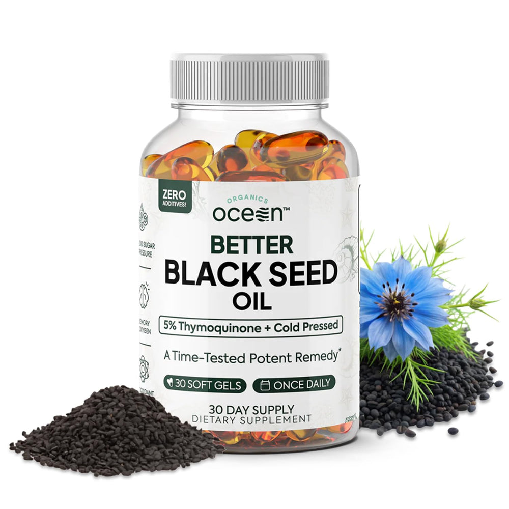Organics Ocean Better Black Seed Oil bottle for daily use and potential immune support