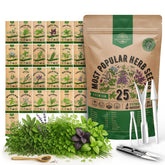 Organo Republic 25 herb seeds variety pack in waterproof bag for year-round indoor and outdoor growing.
