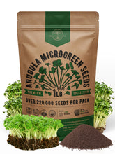 Organo Republic arugula seeds bag close-up highlighting heirloom quality for reliable sprouting.