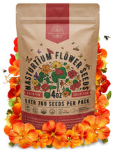 Organo Republic Nasturtium seeds pack front with resealable bag for freshness