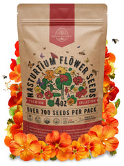 Organo Republic Nasturtium seeds pack front with resealable bag for freshness