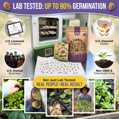 Organo Republic seed packets closeup showing variety and durable labeling.