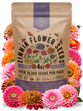 Organo Republic Zinnia Seeds Pack front view, ready to start a colorful garden bed.
