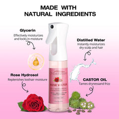 Orientfashion rosewater peppermint ingredients label highlights natural loc care ingredients.