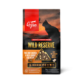 ORIJEN Wild Reserve chicken bites close-up, protein-rich kitten nourishment.