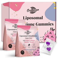 Orinthalixium liposomal glutathione gummies bottle shows 1000mg potency for antioxidant support.