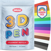 Orkan 3D Pen Filament Rainbow Pack with 300 strands for vibrant doodling.