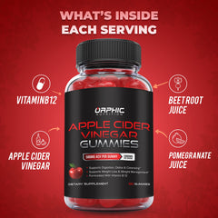Orphic Nutrition Apple Cider Vinegar Gummies closeup showing vibrant beetroot and B12 blend