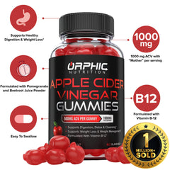 Orphic Nutrition ACV Gummies packaging displayed, tasty apple cider bite for on-the-go use
