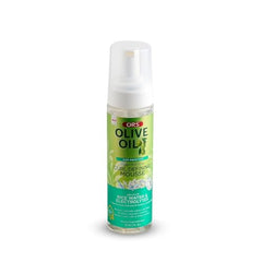 ORS Olive Oil Max Moisture mousse dispensing pump demonstrates easy, controlled application.