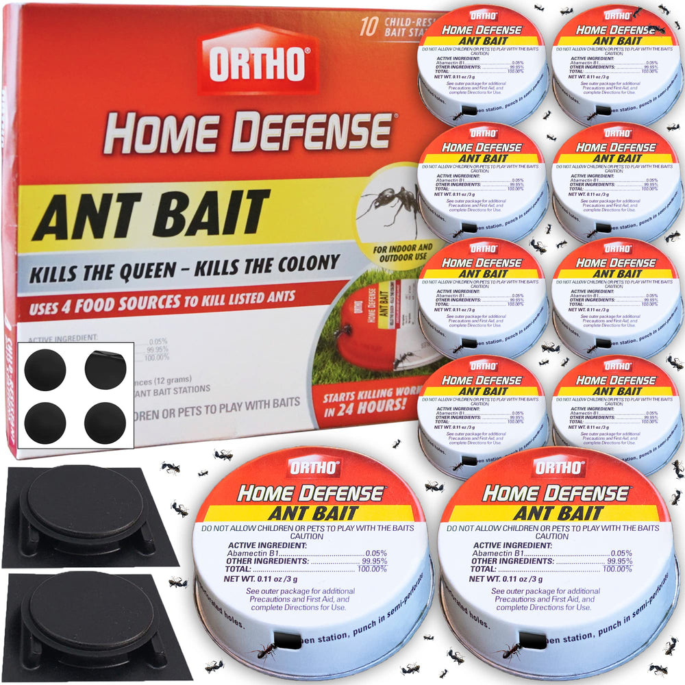 Ortho Ant Traps Indoor in metallic case protects indoors from spills while trapping ants