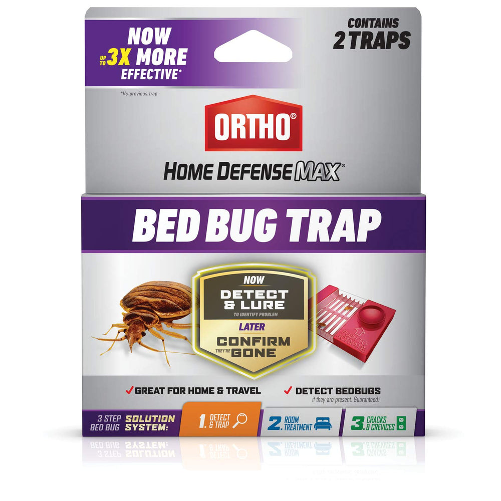 Ortho Home Defense Max Bed Bug Trap in box ready for quick setup to detect activity.
