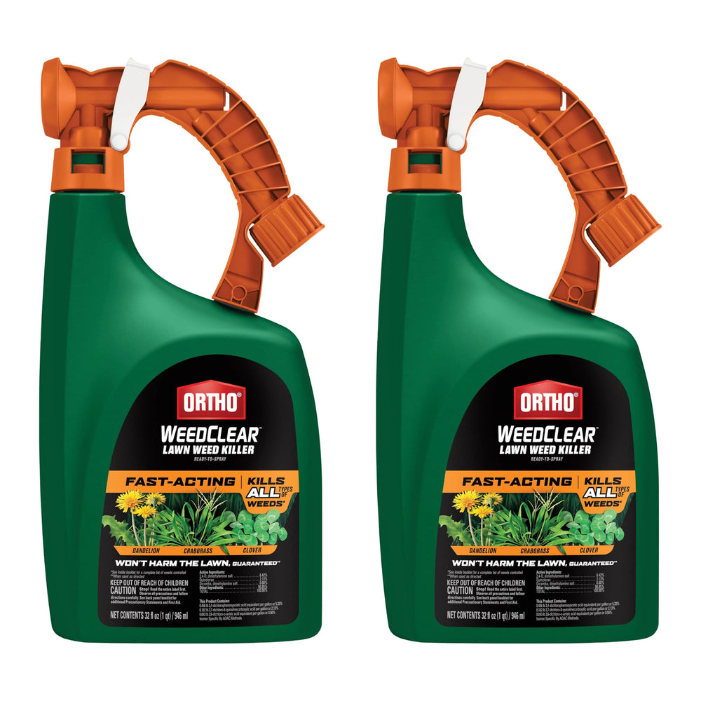 Ortho WeedClear bottle label close-up for effective lawn weed control